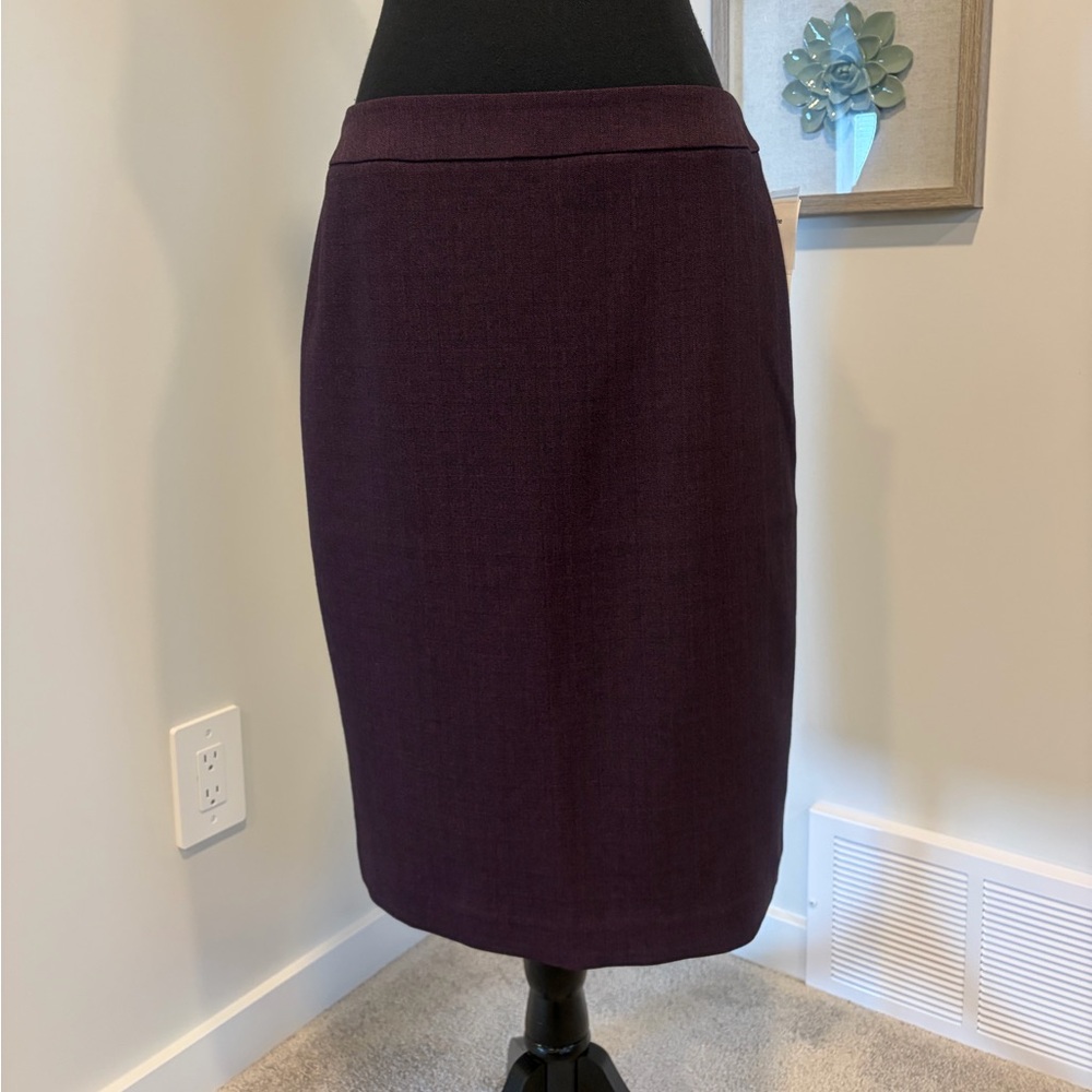 Cleo Purple/Black Midi Pencil Skirt With Back Kick Pleat NWT!